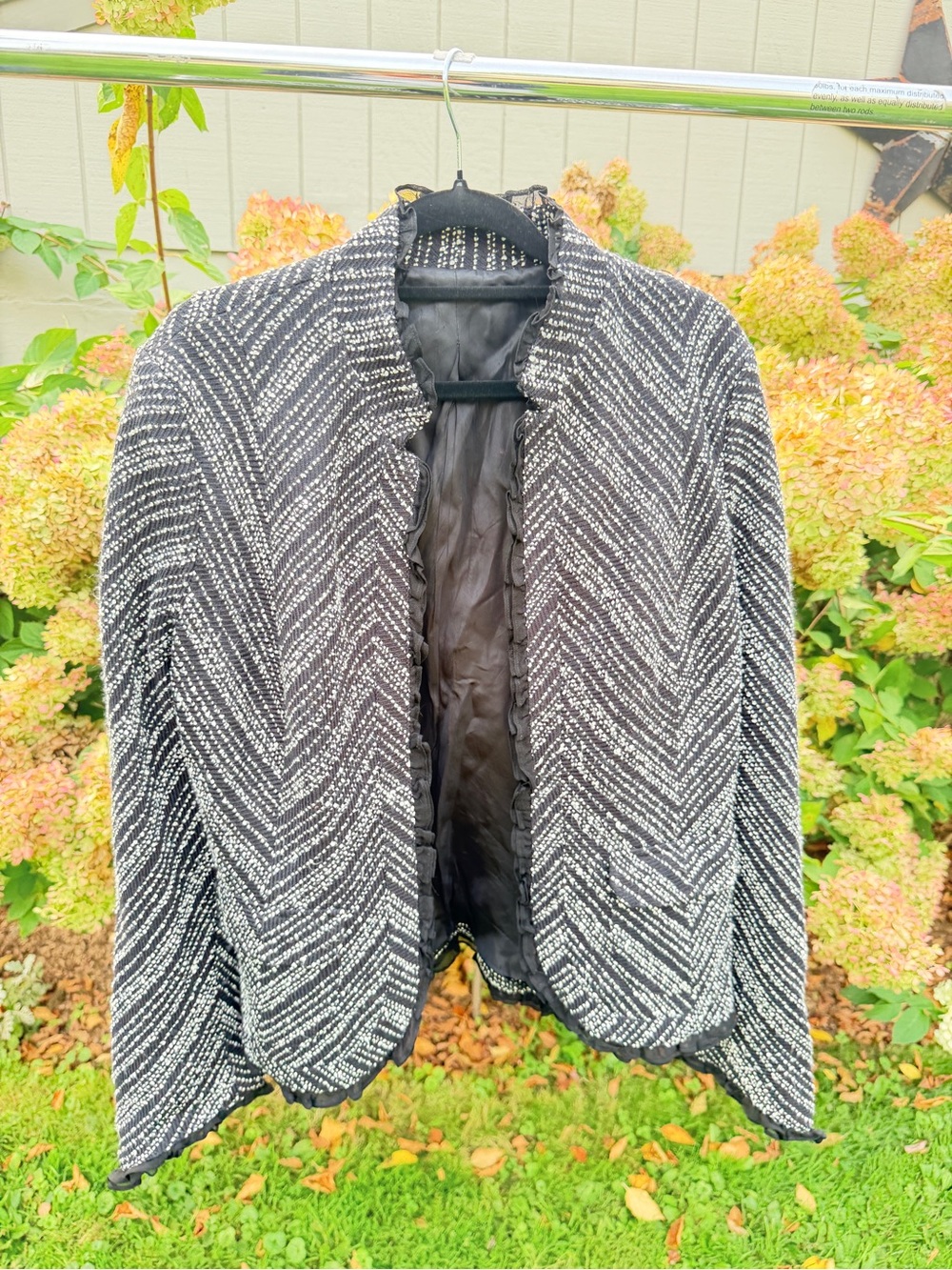 ECI Black & White Chevron Open-Front Blazer